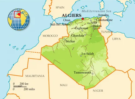 Zemljevid Alžirije
