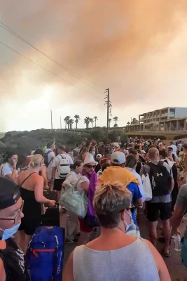 Rhodes Wildfire Evacuation