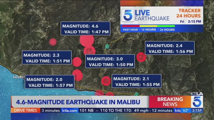 Zemetrasenie v blízkosti Malibu